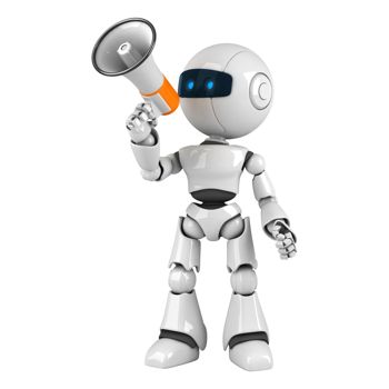 Robot with Megaphone: copyright istock.com 13875206