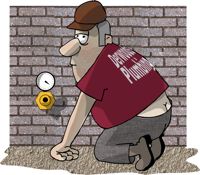 Plumber at Work, cartoon