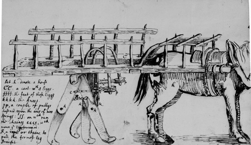 Hooke's drawing of a walking cart
