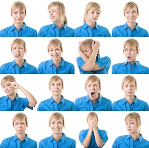 a woman in a montage of different emotions