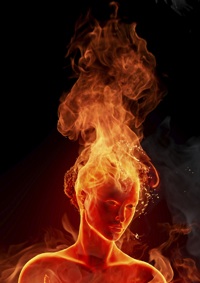 a woman made out of flame