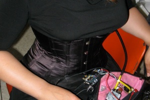 Vanessa wearing the inflating corset