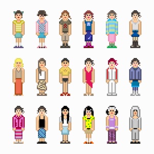 Cartoon 8-bit pixel people