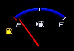 A fuel gauge on empty