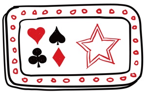 some doodles of the four card suit symbols