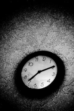 Black and white image of a clock