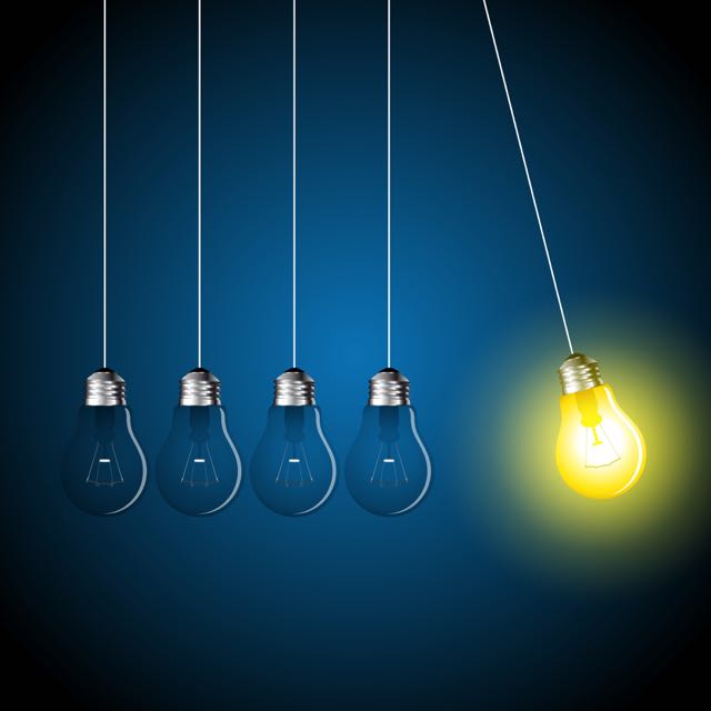 Lightbulbs swinging against one another in a line: copyright www.istockphoto.com 36267692