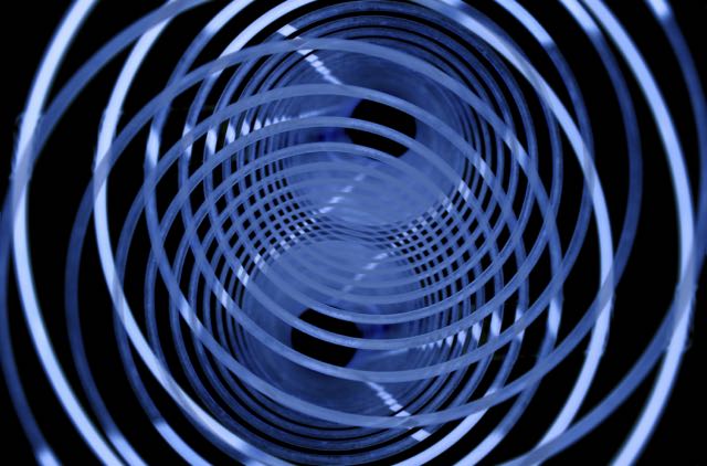 A vortex of blue tape