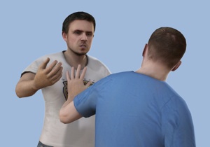 Two virtual characters get in an argument