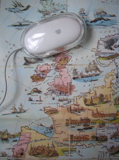 a mouse on an ancient map
