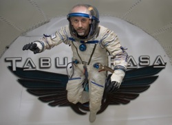 Richard Garriott floats weightless during training